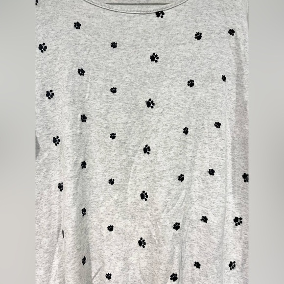 Vintage Can Cans Heather Gray Size Large Paw Print Embroidered Tee Knit Material - Picture 5 of 5